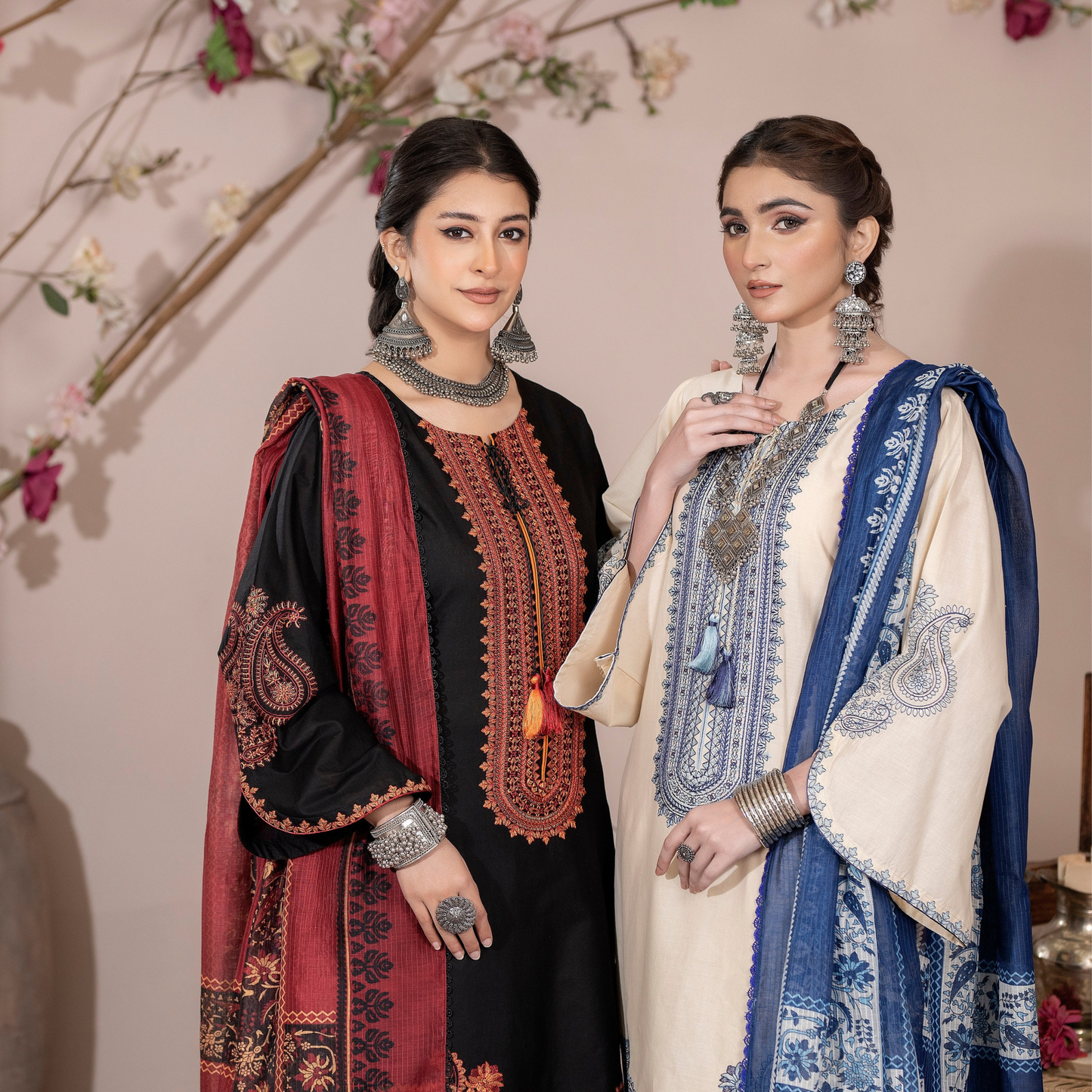 UKC-33 Embroidered Cambric Cotton Dress Ready to Wear 3 Pc - Karma Collection