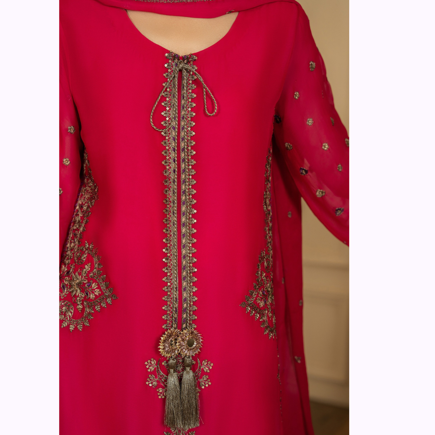 F-466 Embroidered Georgette Chiffon Farshi Shalwar Collection by karma Collection