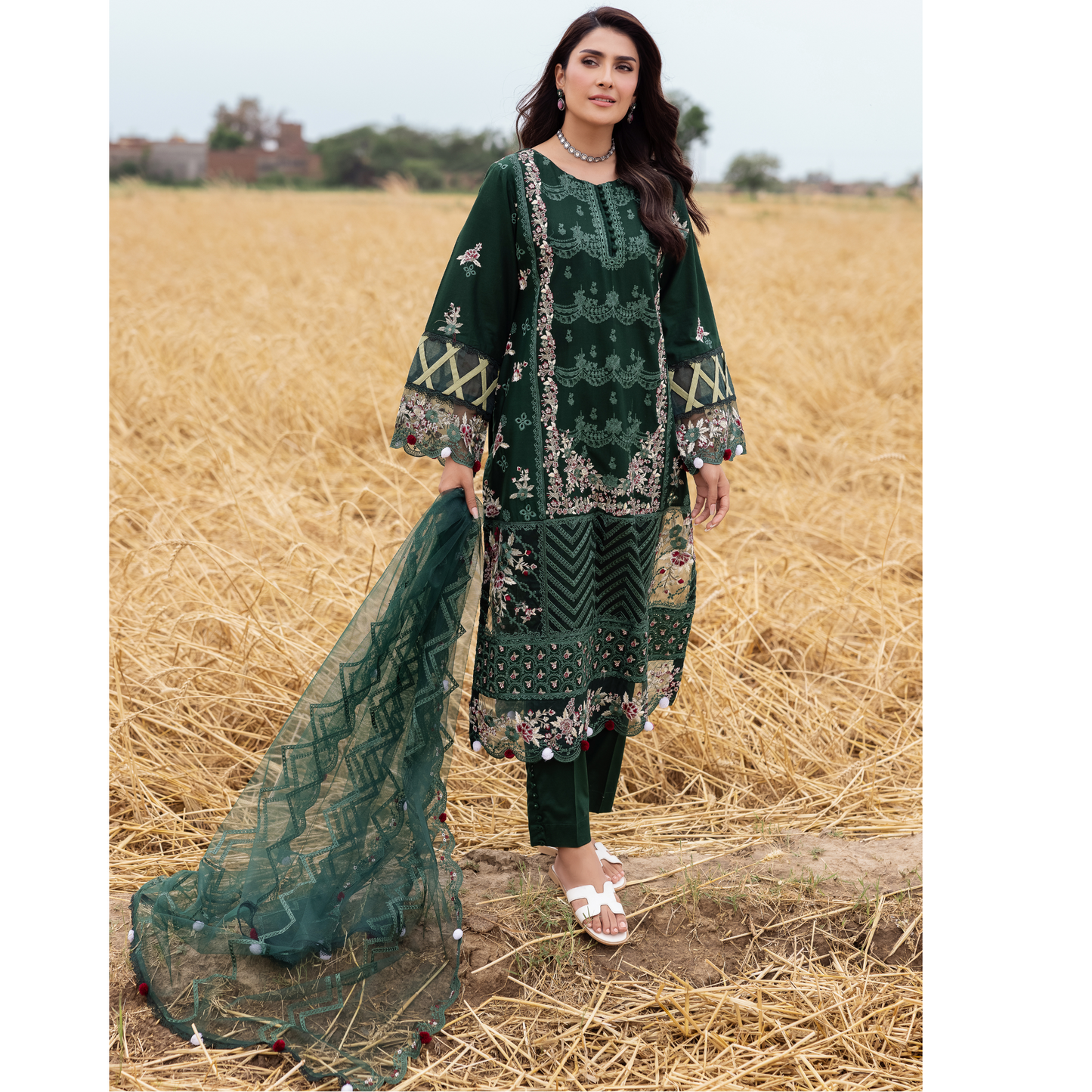 UAL-105 Luxury Festive Lawn Embroidered Mother–Daughter Matching Outfit Set by ALLY'S