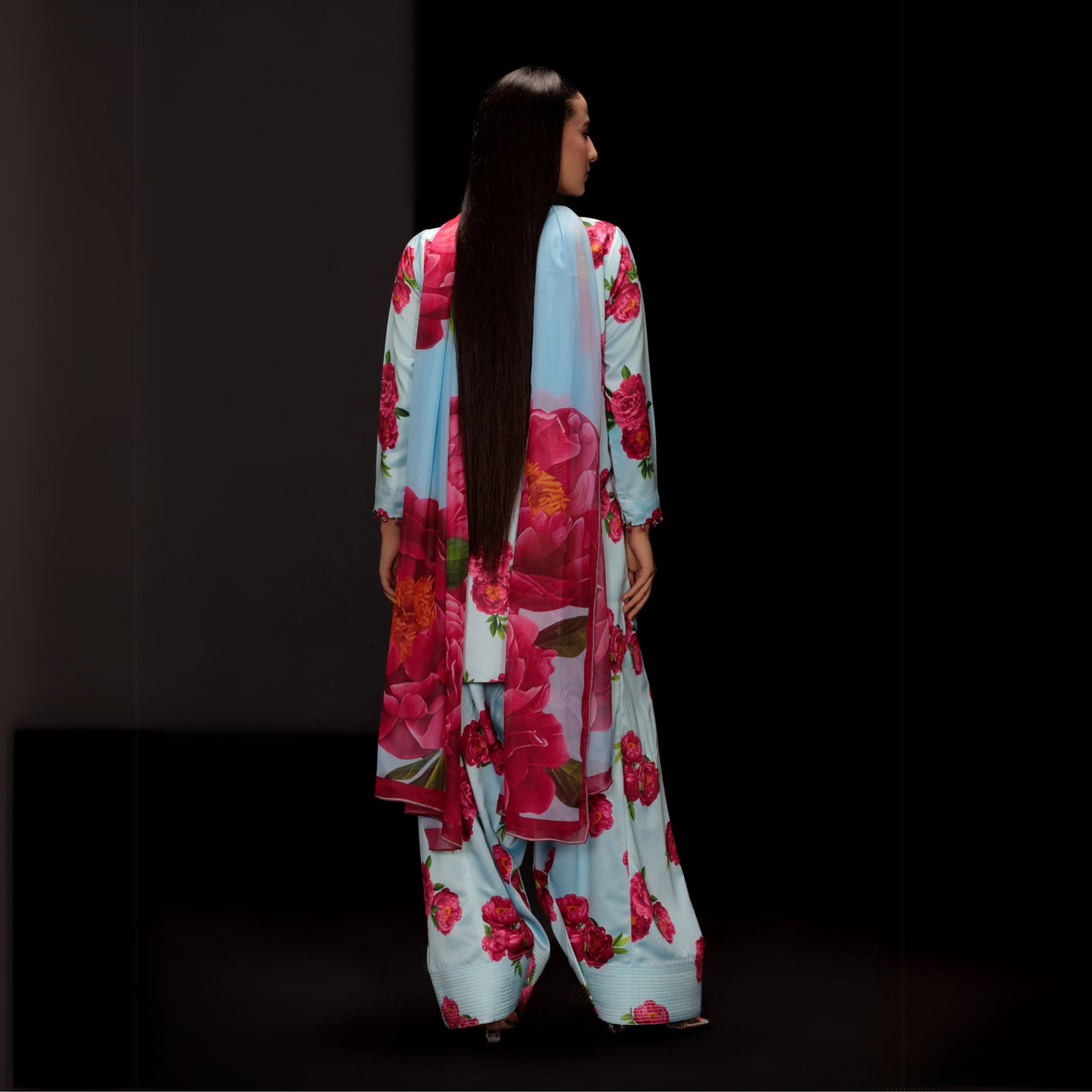 UA-82 Trendy Printed Silk Farshi Shalwar 3 Pc Ready to Wear Collection-Umnaa