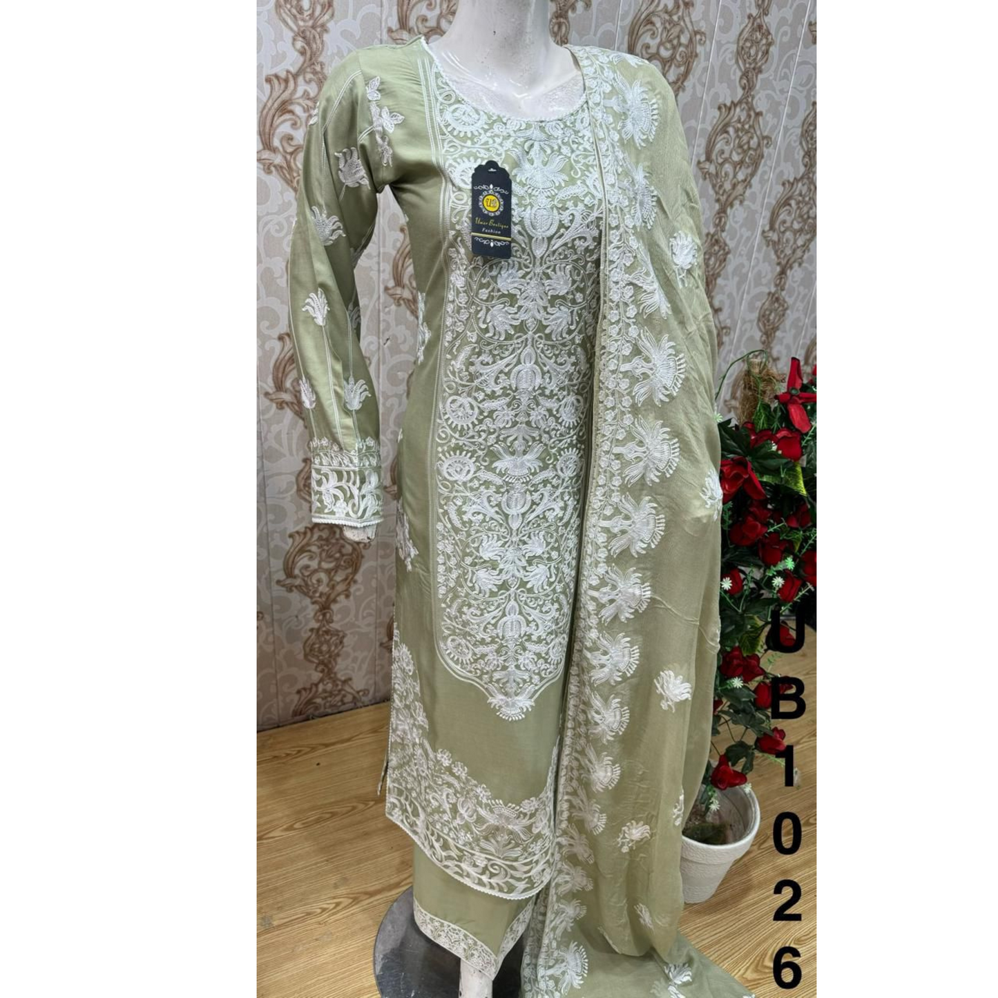 3 Pc Embroidered Linen Dress |Ready to Wear| UB