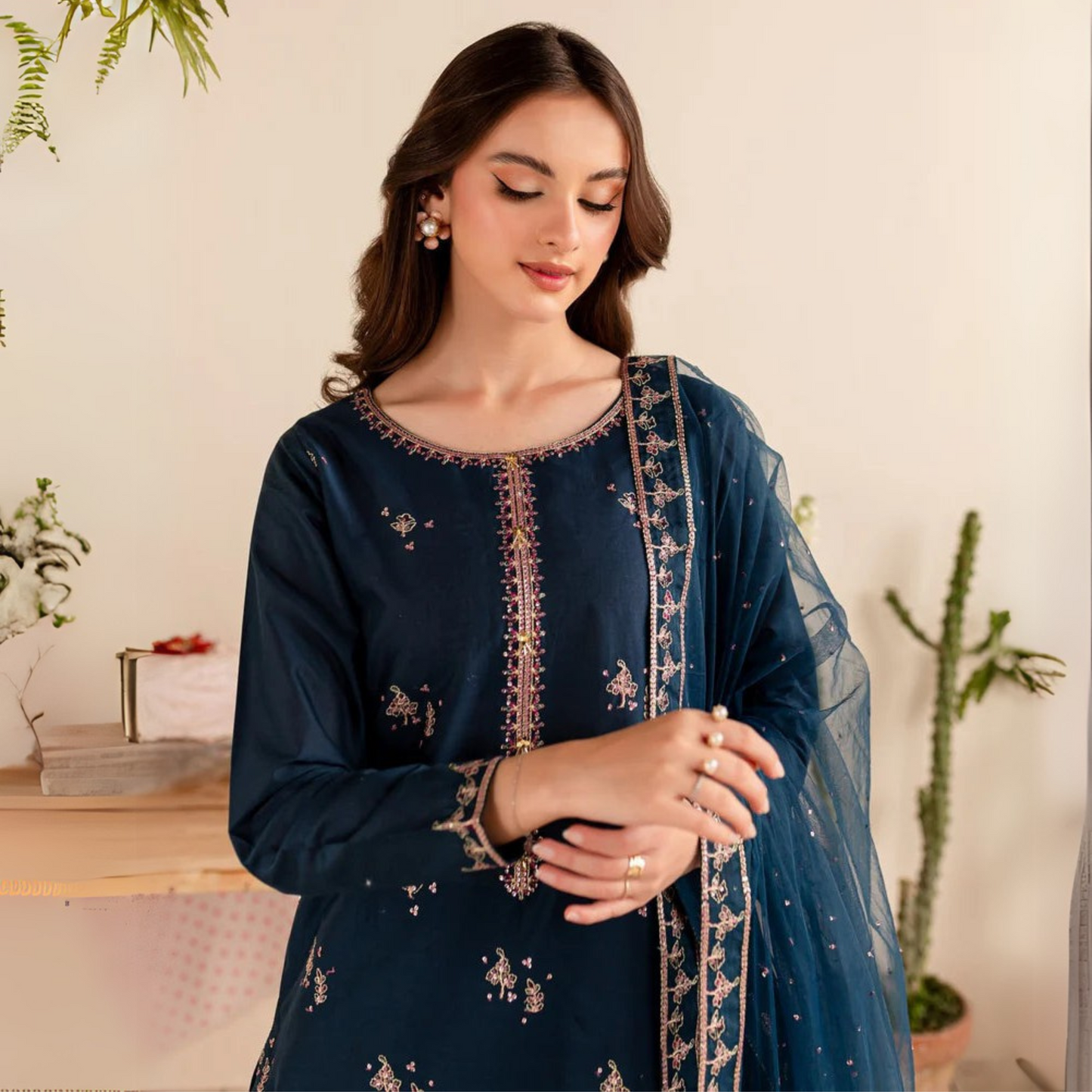 UA-39 3 Pc Embroidered Cotton Collection | Ready to Wear | UMNAA