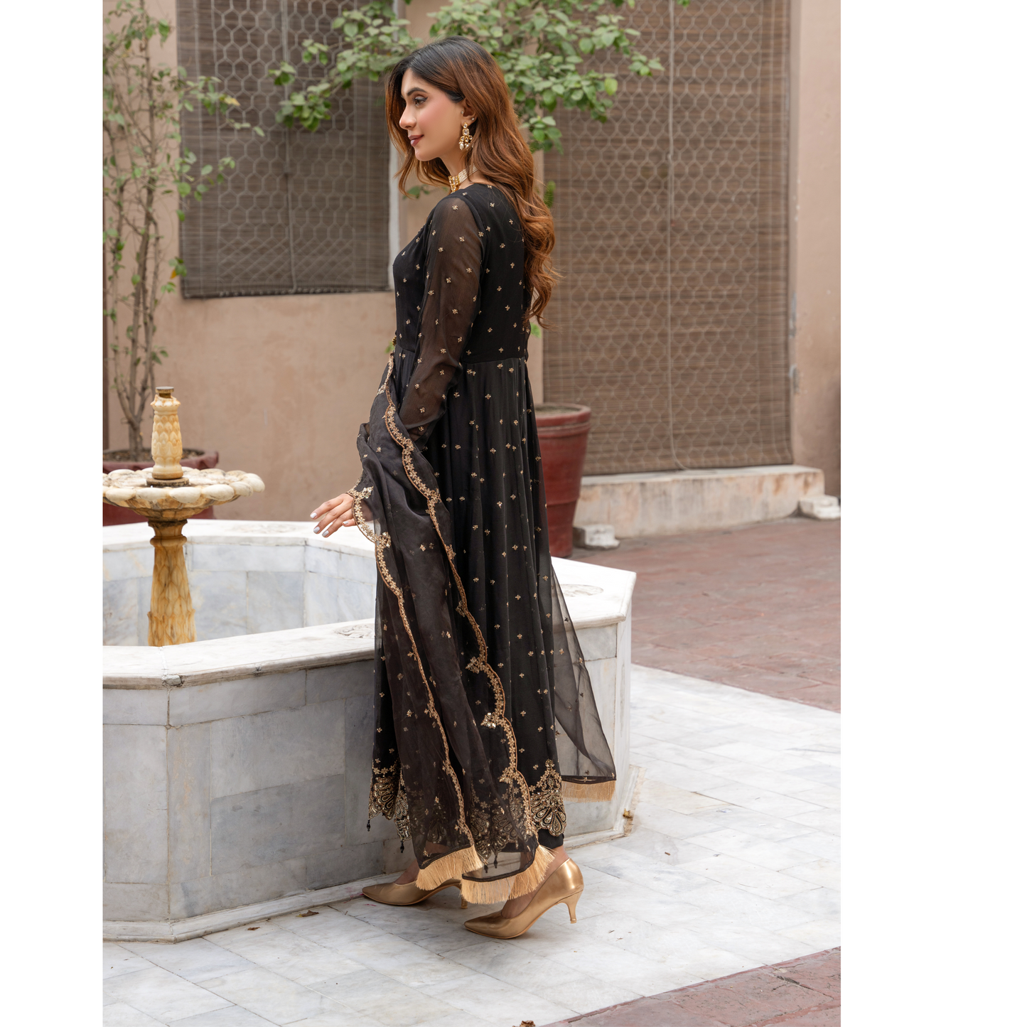 U-72 3 Pc Embroidered Chiffon long frock collection-UMNAA
