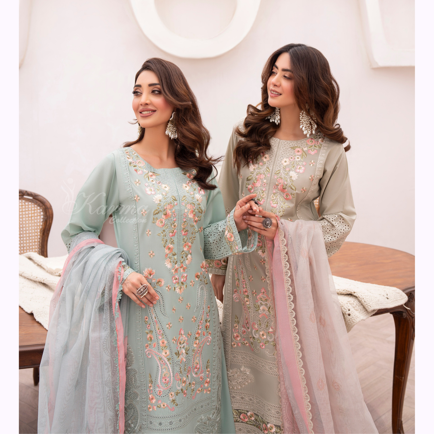 KC-1482 Embroidered Luxury Chikankari Cambric Cotton Collection | Ready to Wear | Karma Collection