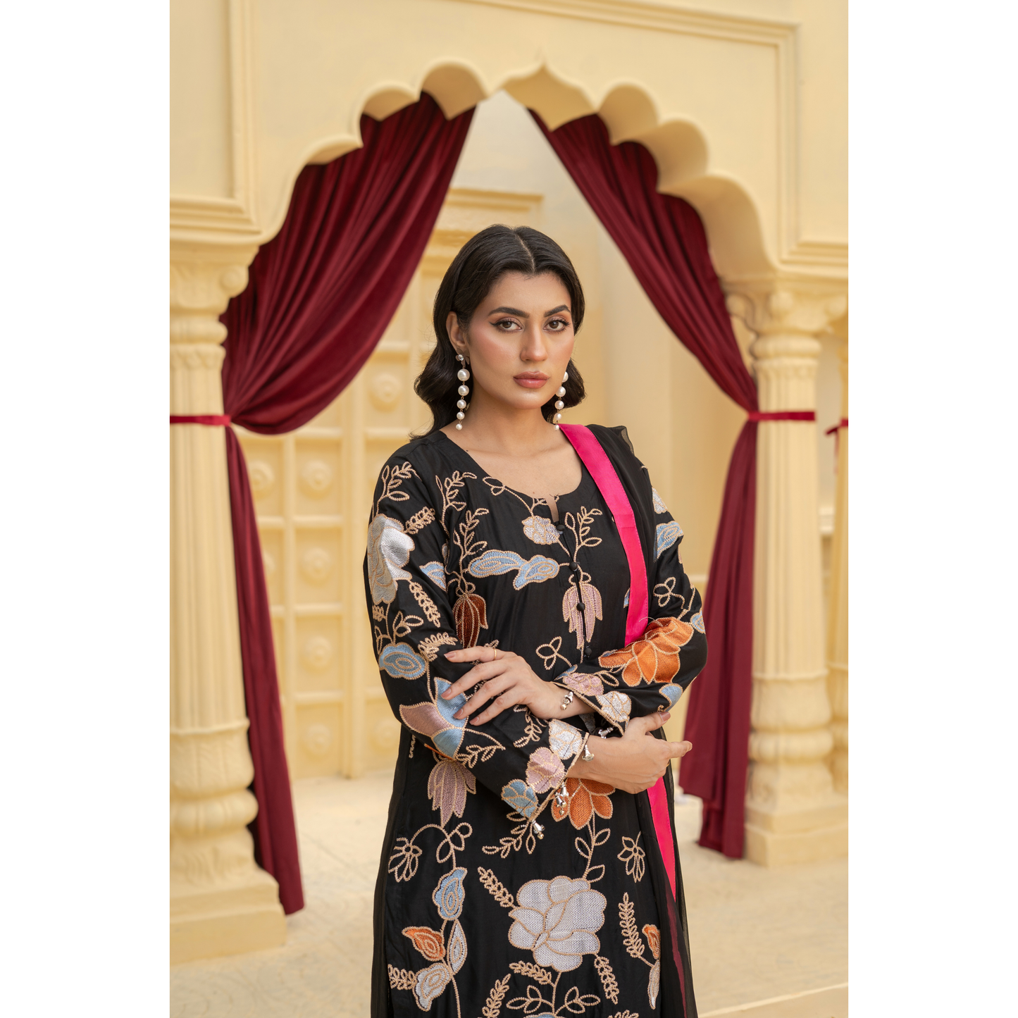 UA-128 3 Pc Embroidered Linen Collection Pakistani Dress Asian Clothes
