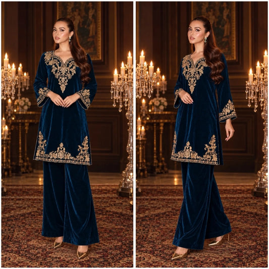 RA-42 Mehr-e-Noor Luxury Velvet Co-Ords | Raniya.h