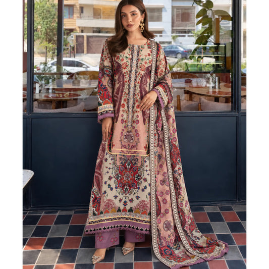 UA-325 Printed Kaftan Khaddar Style 3 Pc Collection | Umnaa