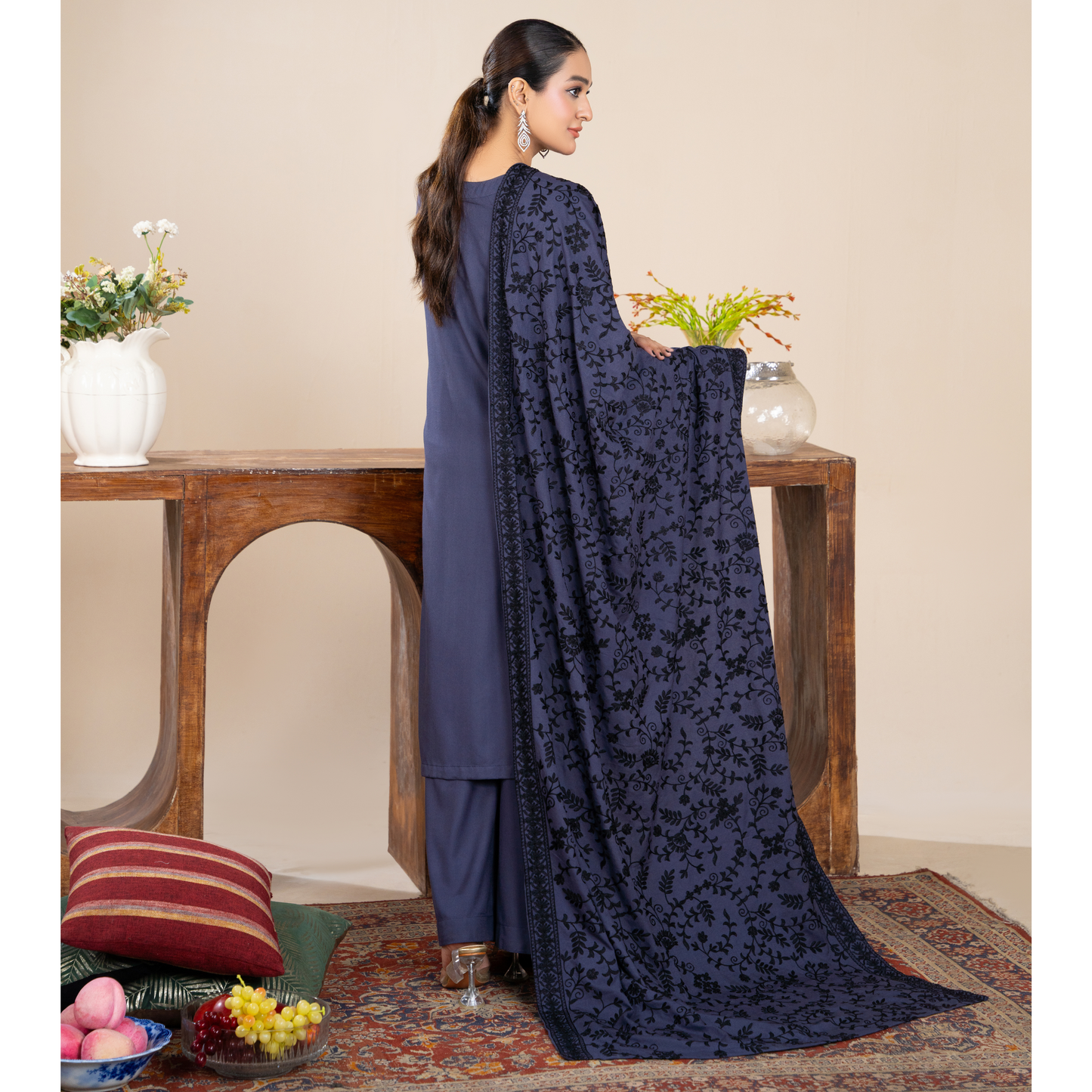 RA-21 3 Pc Dhanak Dress with Embroidered Dhanak Shawl |Ready to Wear | Winter Collection | Raniya.h