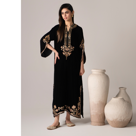 RA-30 Velvet Kaftan Dress Collection| Embroidered 1 Piece Festive Wear