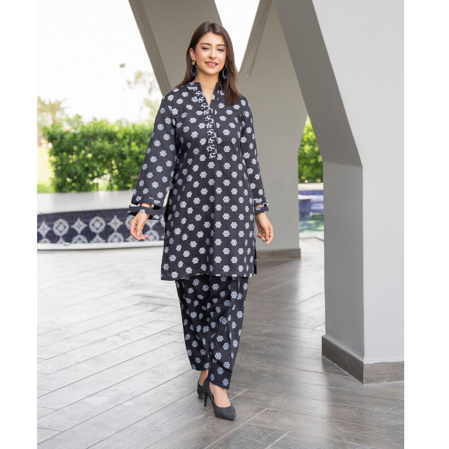 UA-86 2 Pc Jacquard Lawn Co-Ords Set | Ready to Wear | Umnaa