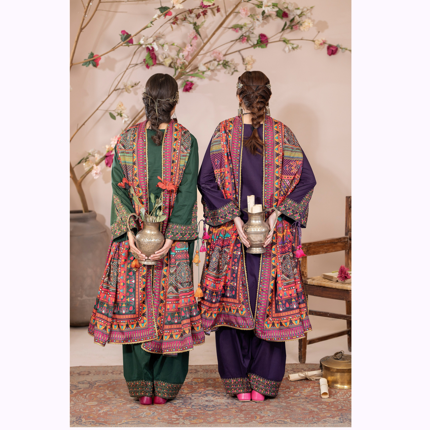 UKC-31 Embroidered Cambric Cotton Dress Ready to Wear 3 Pc - Karma Collection