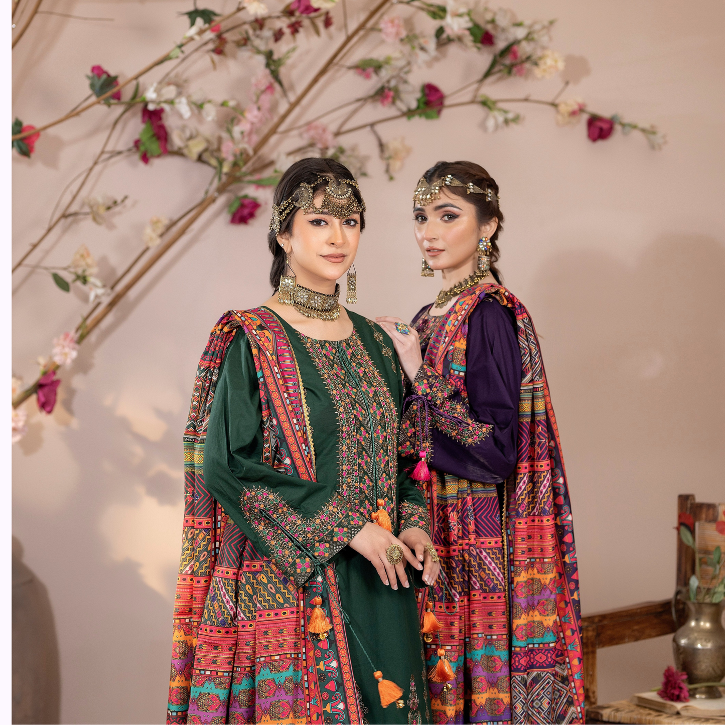 UKC-31 Embroidered Cambric Cotton Dress Ready to Wear 3 Pc - Karma Collection