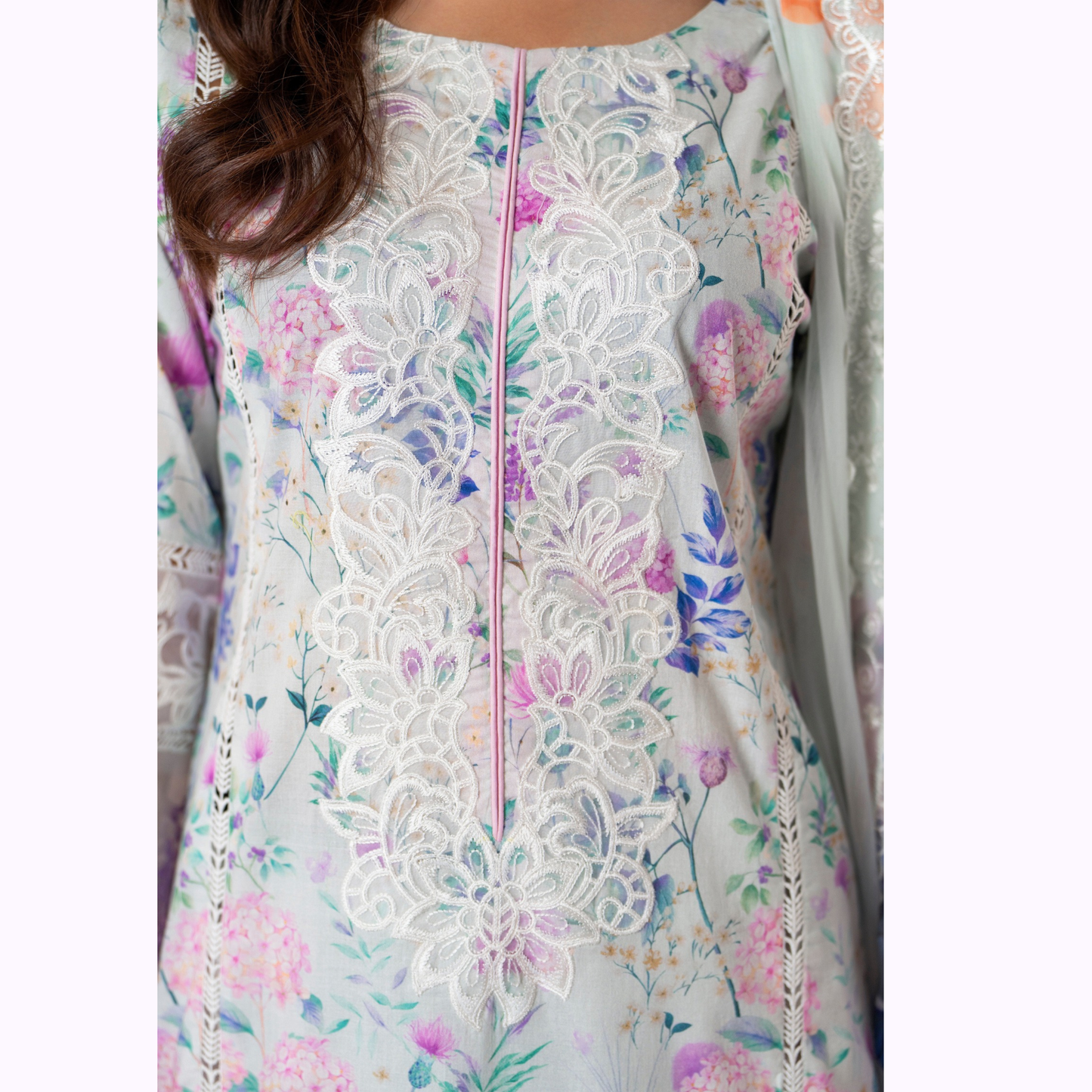 3 Pc Printed Floral Embroidered Trendy farshi Shalwar Collection karma collection