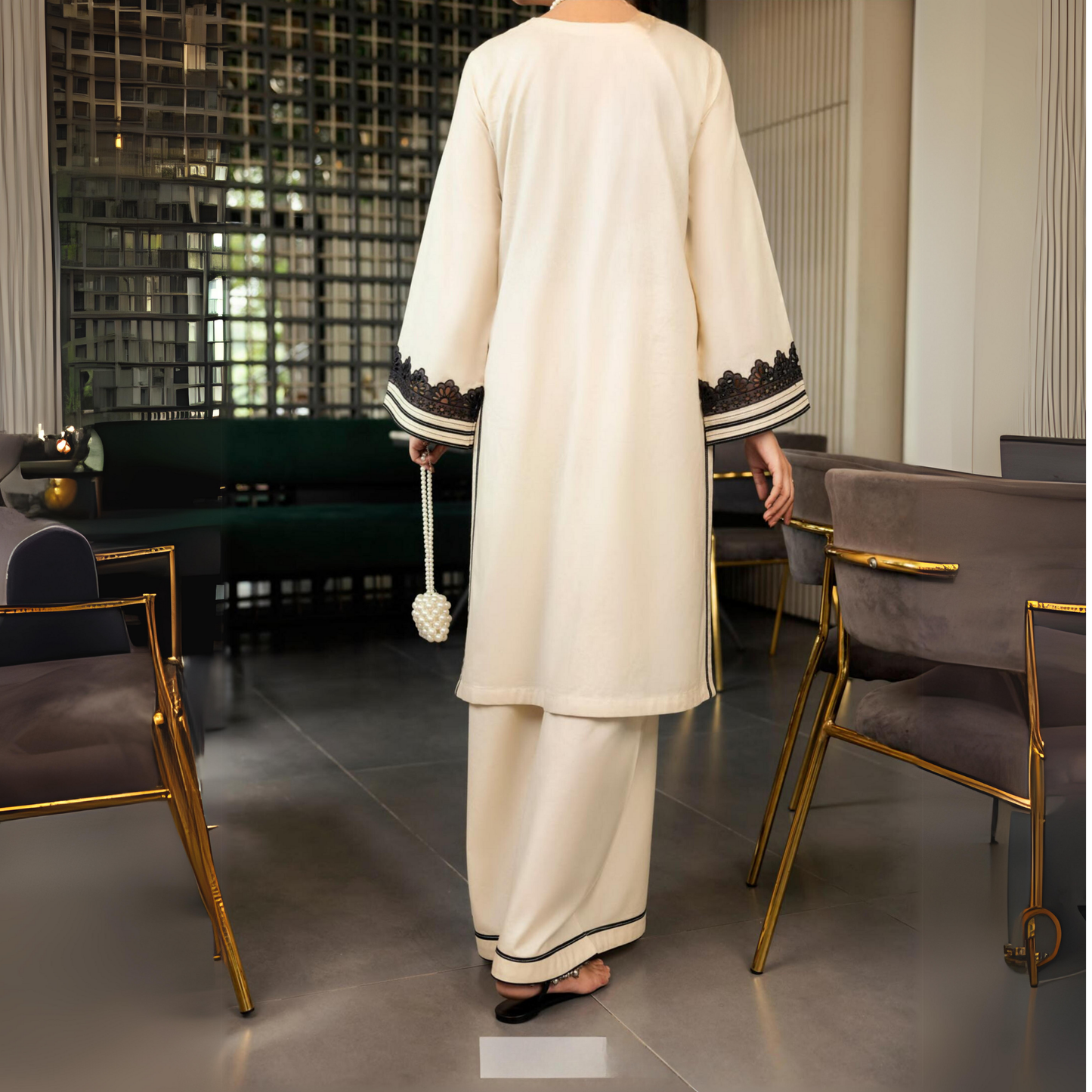 Albescent White 2 Pc Linen Pakistani Co-Ords Set | Ready to Wear | Casuallite