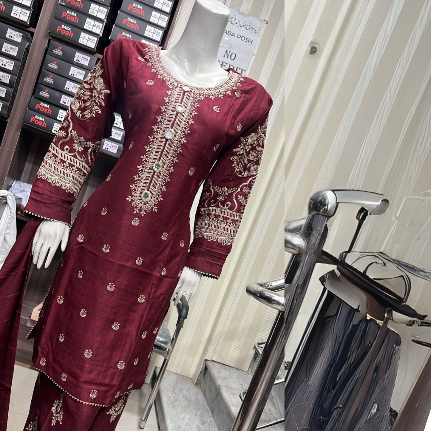 Embroidered Dhanak Dress with Pashmina Shawl | Ready to Wear Winter Collection UMNAA