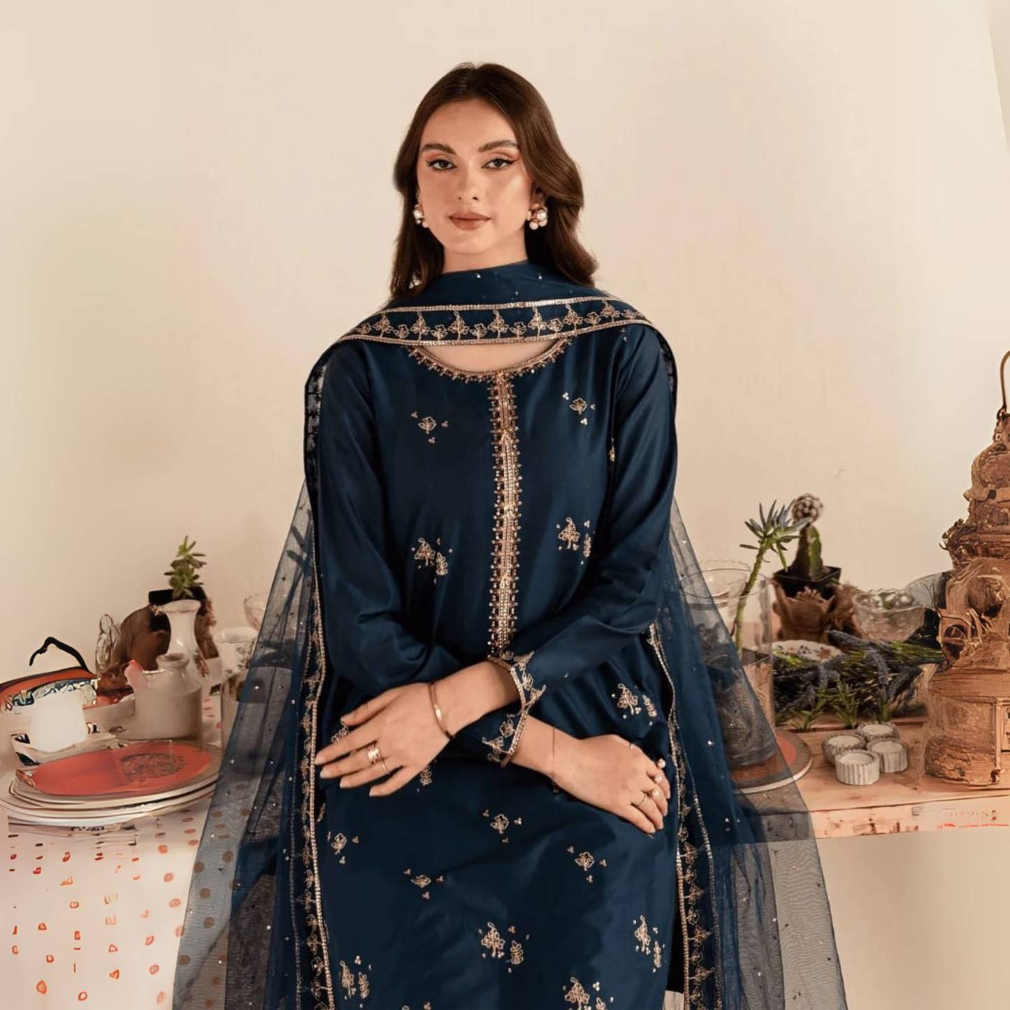 UA-39 3 Pc Embroidered Cotton Collection | Ready to Wear | UMNAA