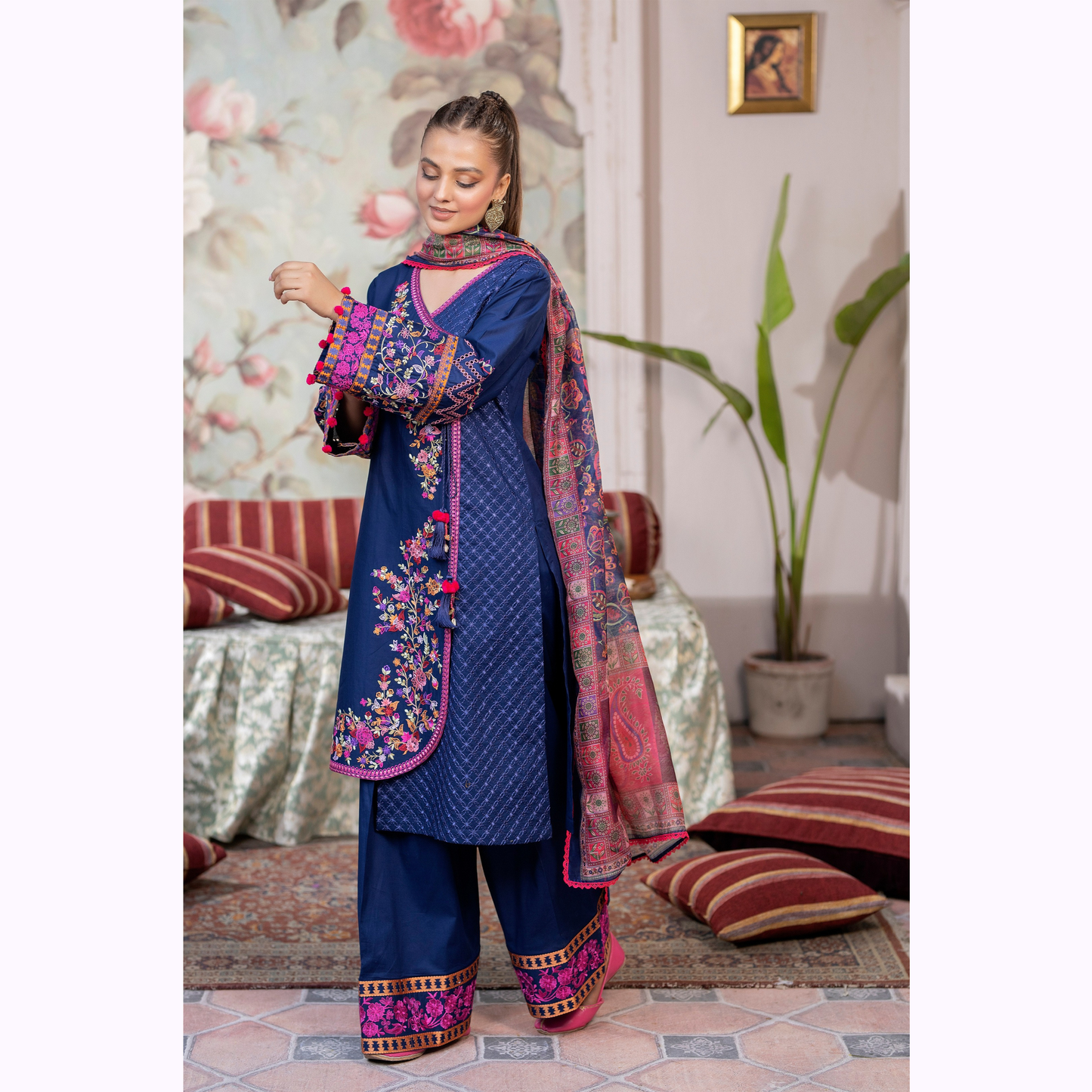 KC-1450 Trendy farshi Shalwar Embroidered Cotton Collection Ready to Wear 3 Pc - Karma Collection