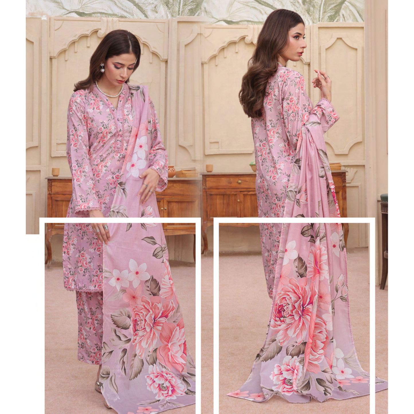 USN-14 Printed Lawn 3 Pc Dress | Ready to Wear | Saphron
