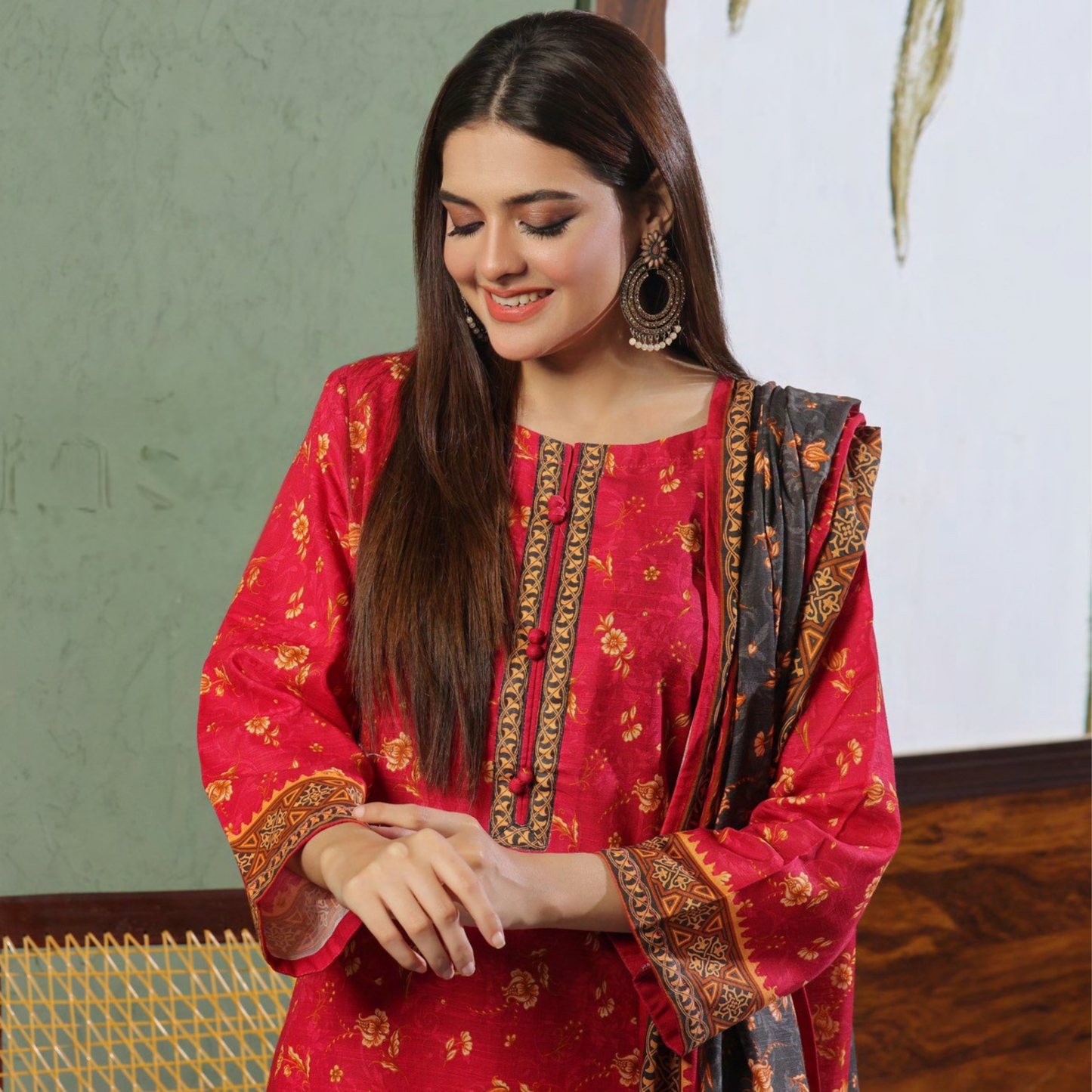 USN-15 Printed Khaddar 3 Pc Collection Set by Saphron