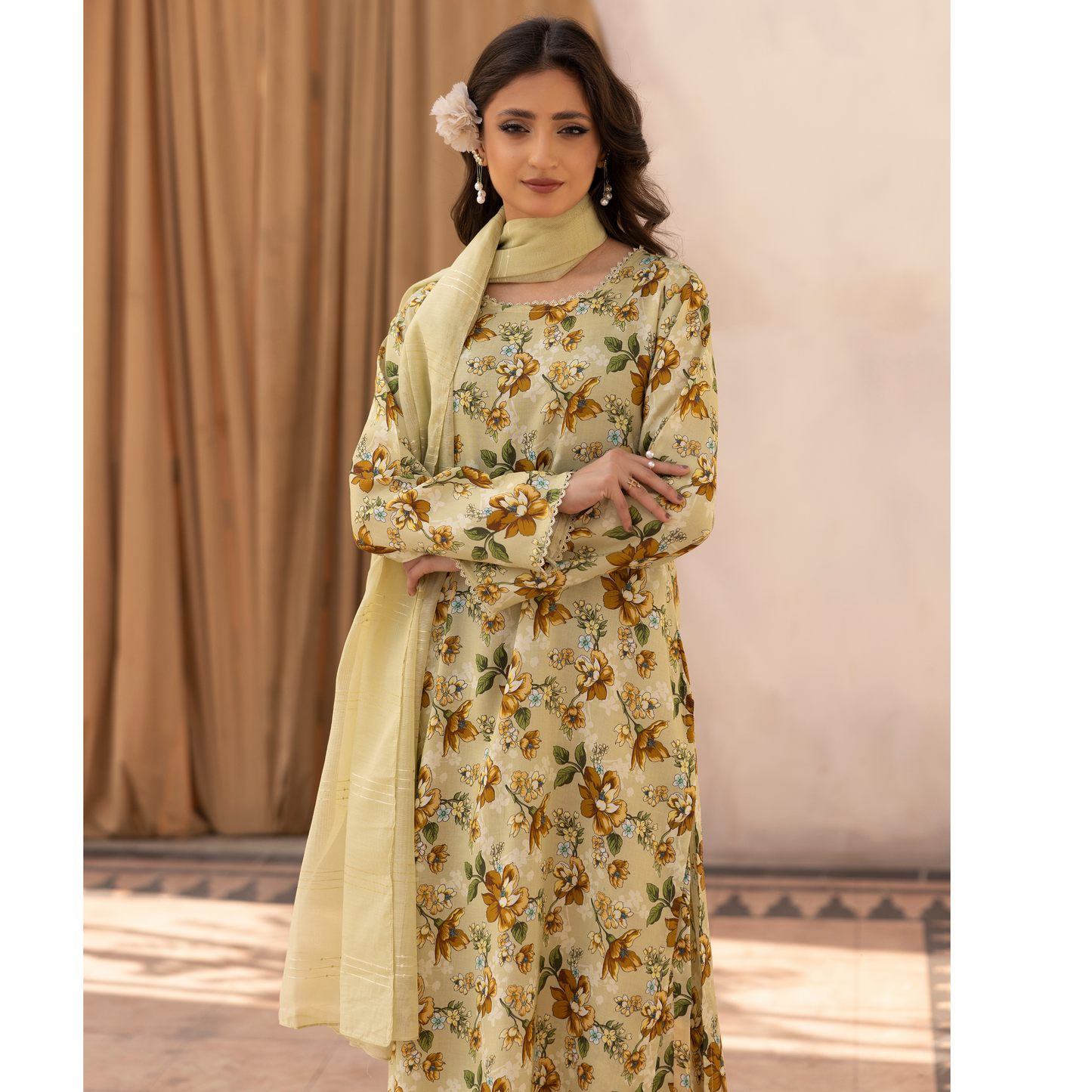 UMS-34 Mariyah Printed Linen 3 Pc Collection by Simrans asian clothes Casual Ready to Wear Pakistani dress