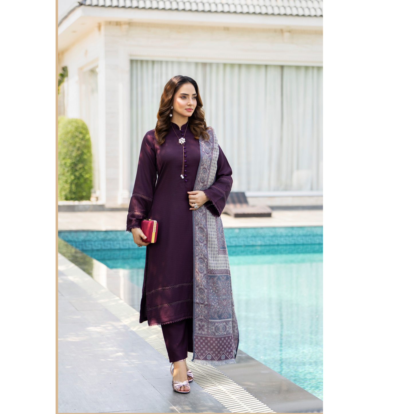 RA-23 Dhanak Dress with Kashmiri Wool Shawl 3 Pc Collection |Ready to Wear | Winter Collection | Raniya.h