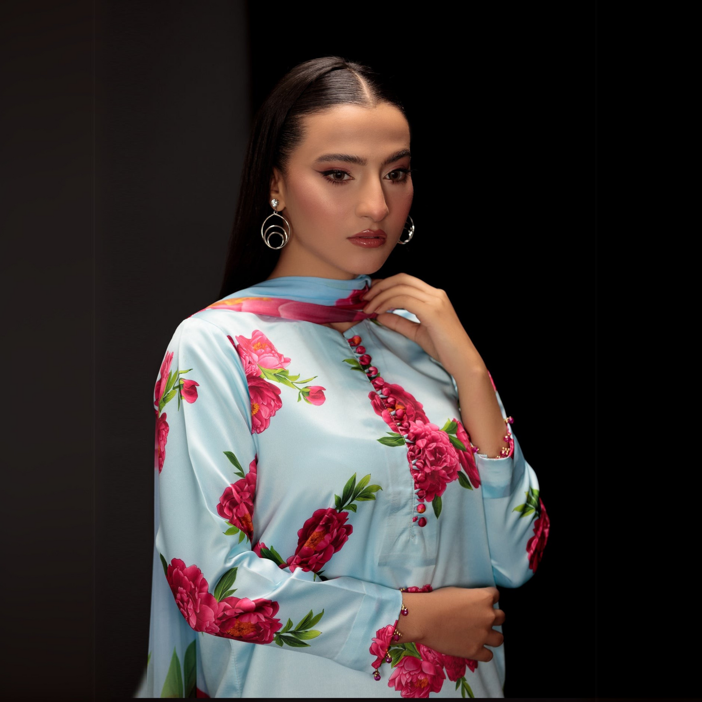 UA-82 Trendy Printed Silk Farshi Shalwar 3 Pc Ready to Wear Collection-Umnaa