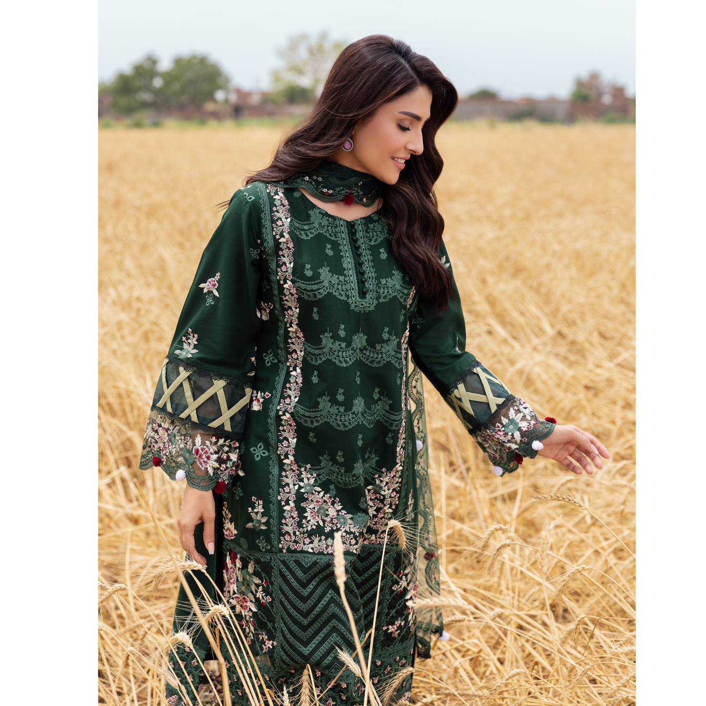 UAL-105 Luxury Festive Lawn Embroidered Mother–Daughter Matching Outfit Set by ALLY'S