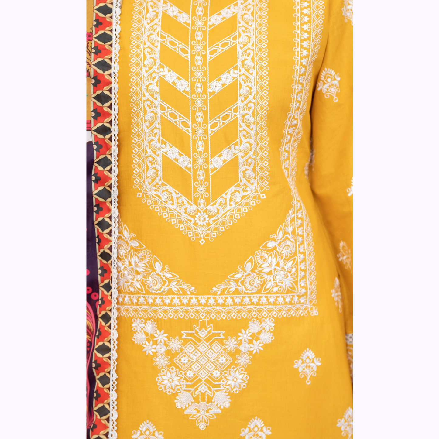 UKC-30 Embroidered Cambric Cotton Dress Ready to Wear 3 Pc - Karma Collection