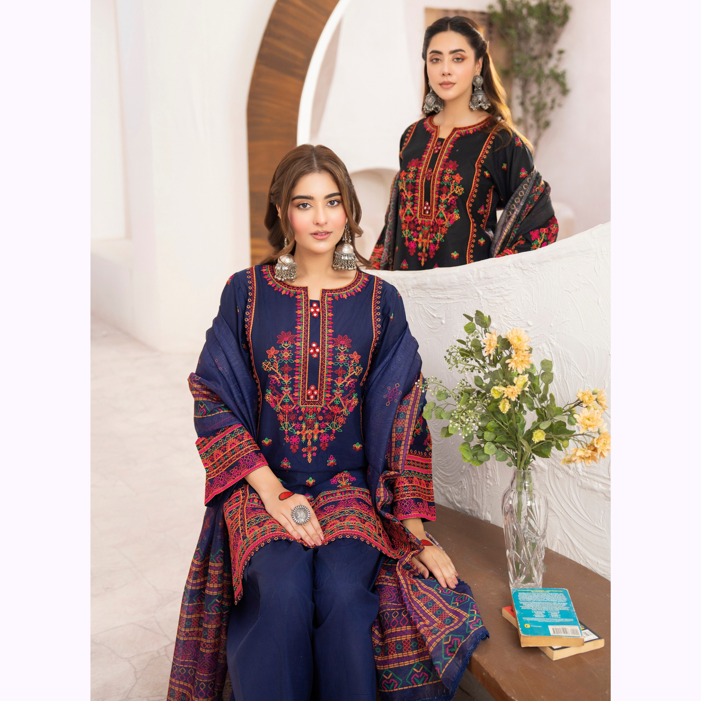 KC-1477 Embroidered Luxury Cambric Cotton farshi Shalwar Collection | Ready to Wear | Karma Collection
