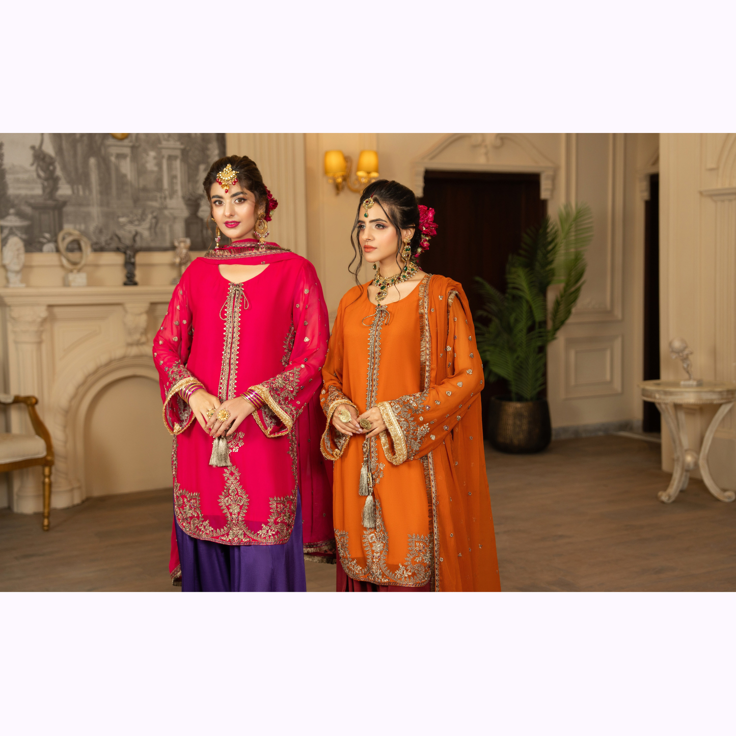 F-466 Embroidered Georgette Chiffon Farshi Shalwar Collection by karma Collection