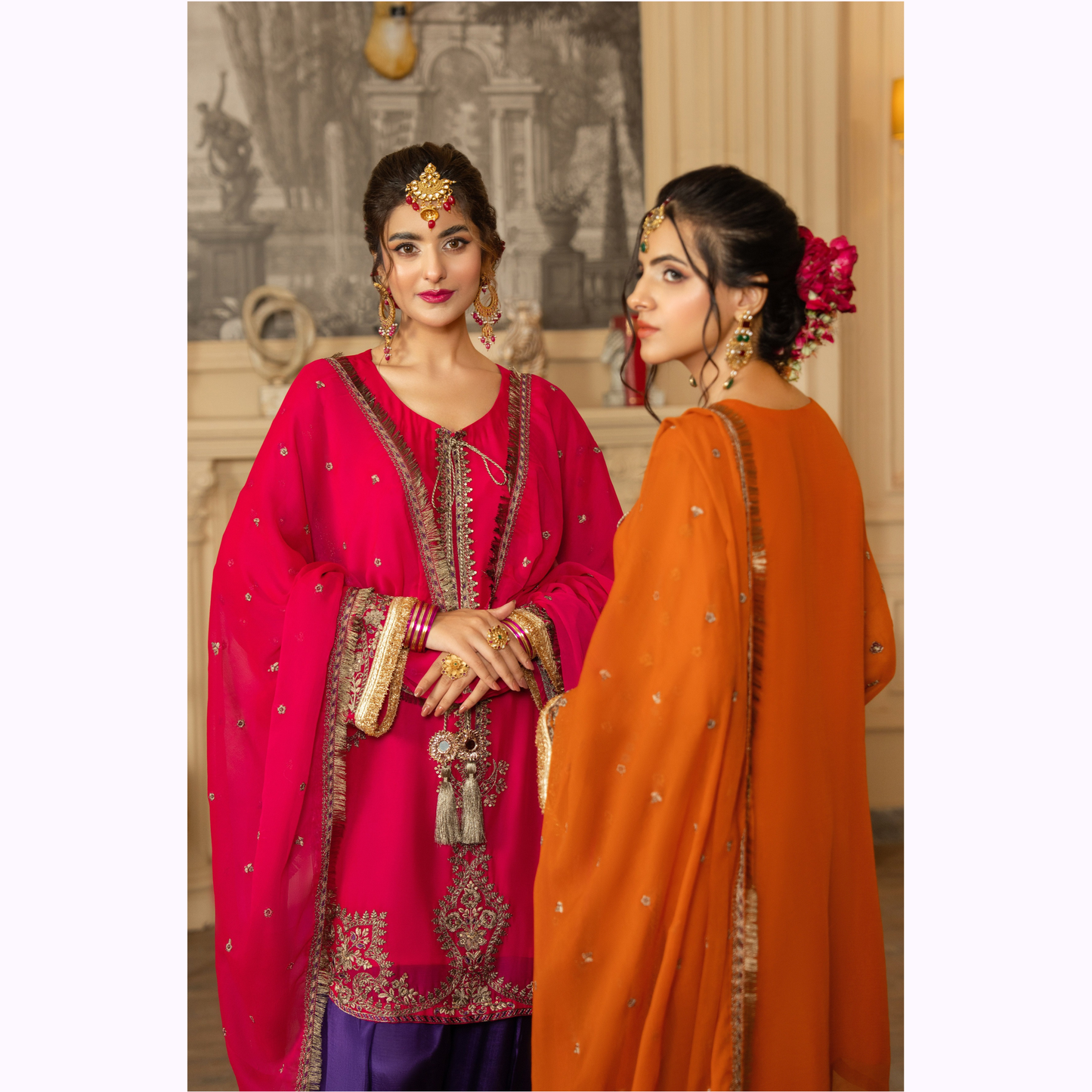 F-466 Embroidered Georgette Chiffon Farshi Shalwar Collection by karma Collection