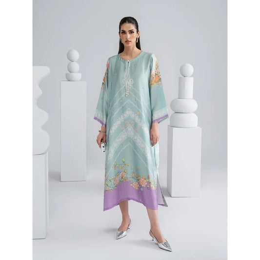 UAL-09 Printed Silk Kaftan with Trouser 2 Pc Set | Ally's