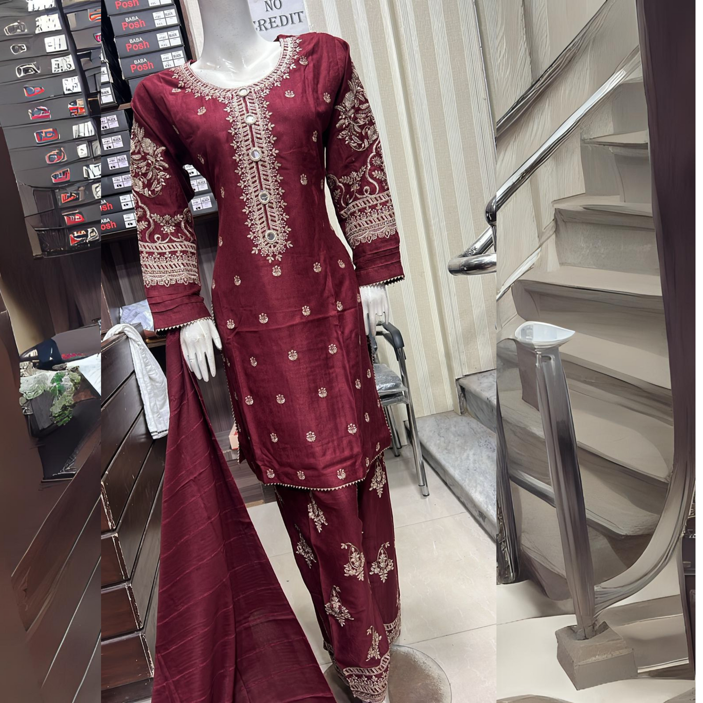Embroidered Dhanak Dress with Pashmina Shawl | Ready to Wear Winter Collection UMNAA