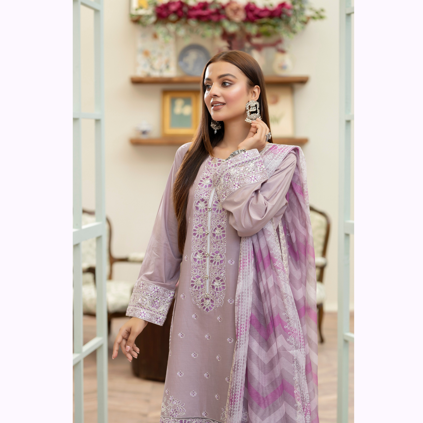 KC-1455 Embroidered Cotton Collection Ready to Wear 3 Pc - Karma Collection