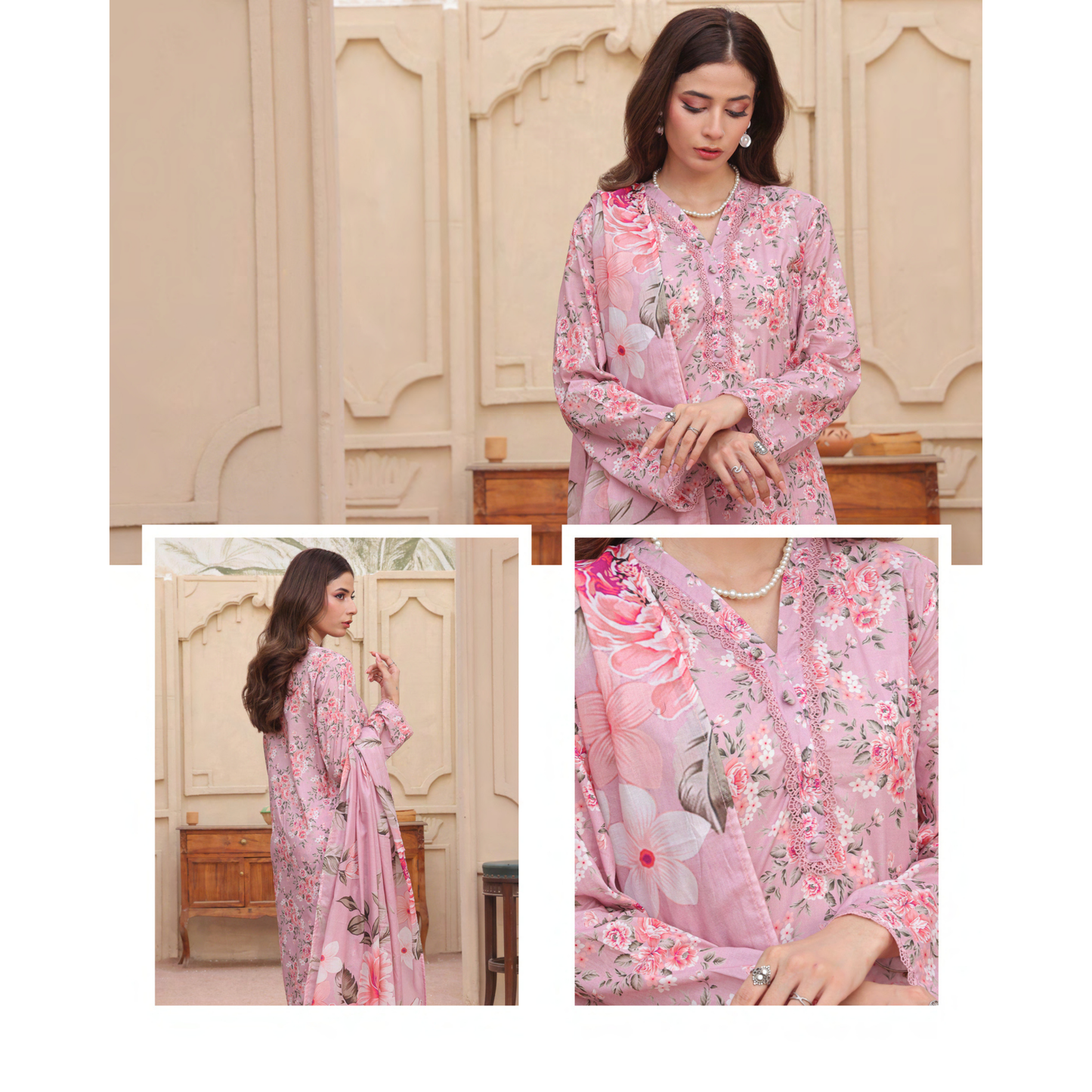 USN-14 Printed Lawn 3 Pc Dress | Ready to Wear | Saphron