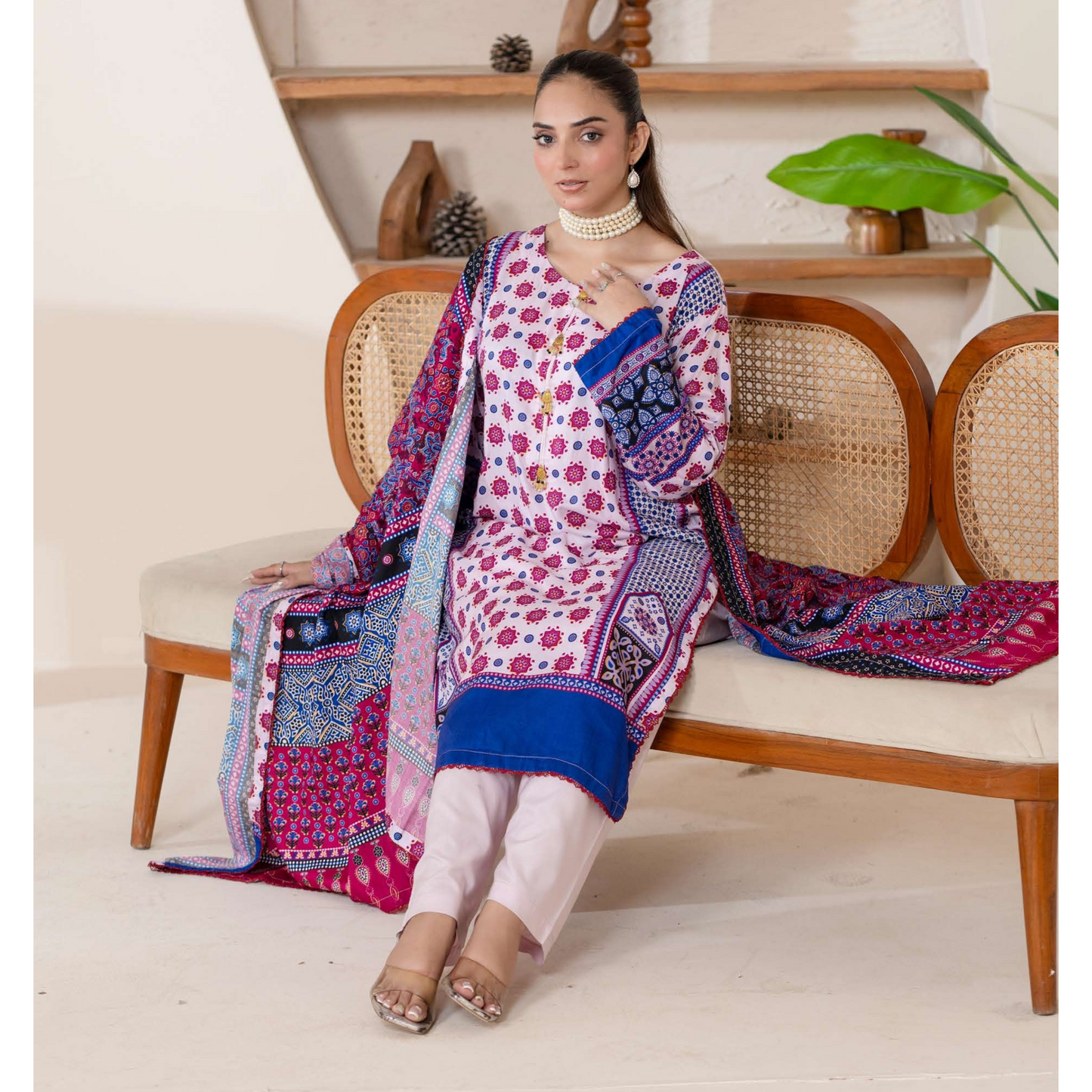 UA-106 Printed "Ajrak Style" Linen Collection by UMNAA