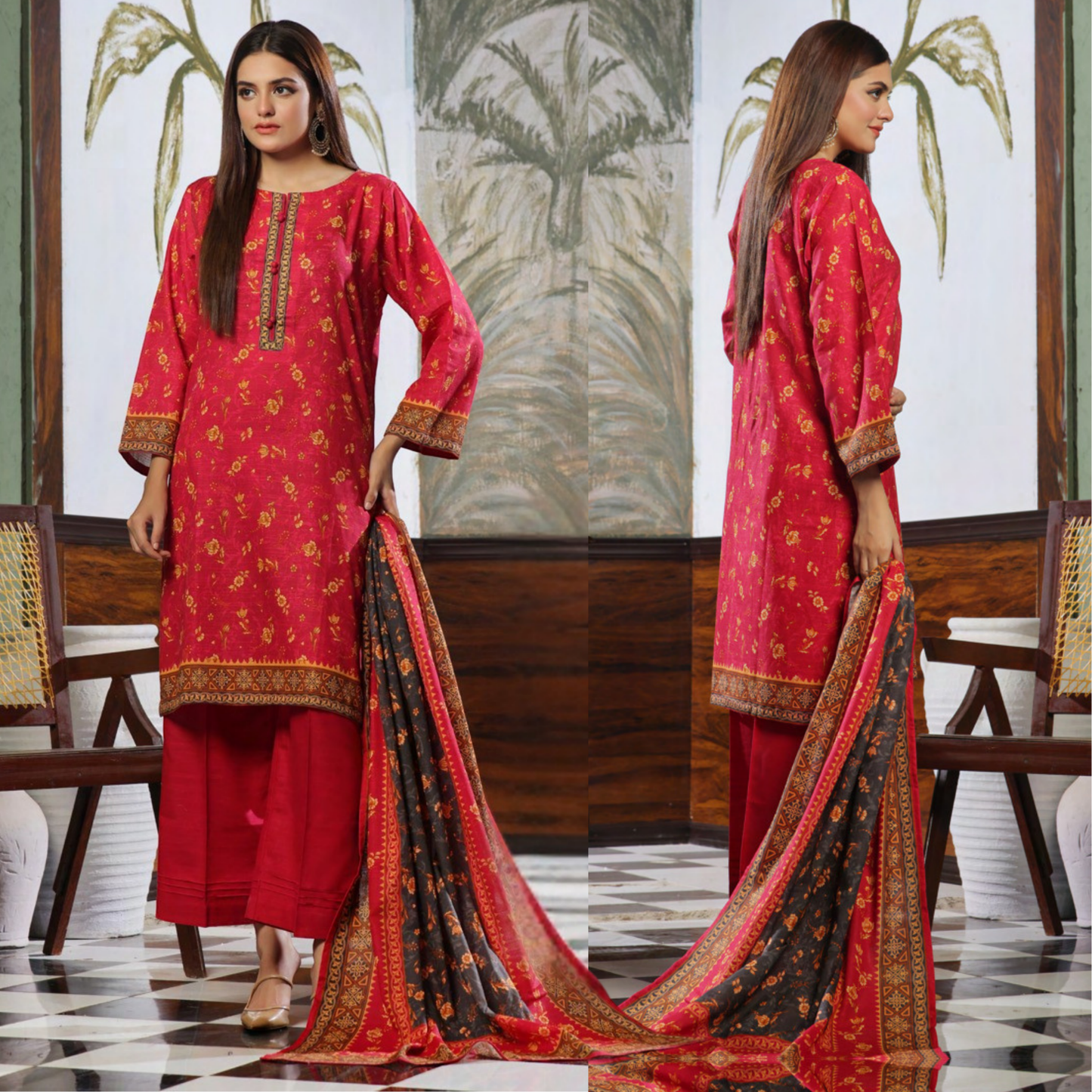 USN-15 Printed Khaddar 3 Pc Collection Set by Saphron