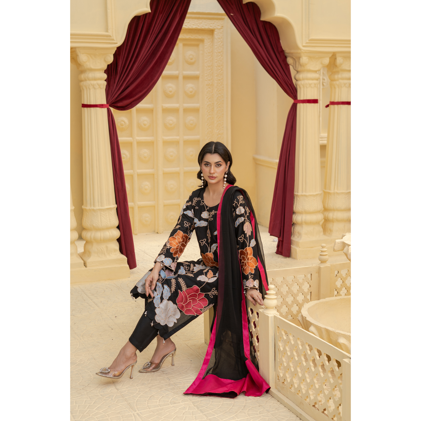 UA-128 3 Pc Embroidered Linen Collection Pakistani Dress Asian Clothes