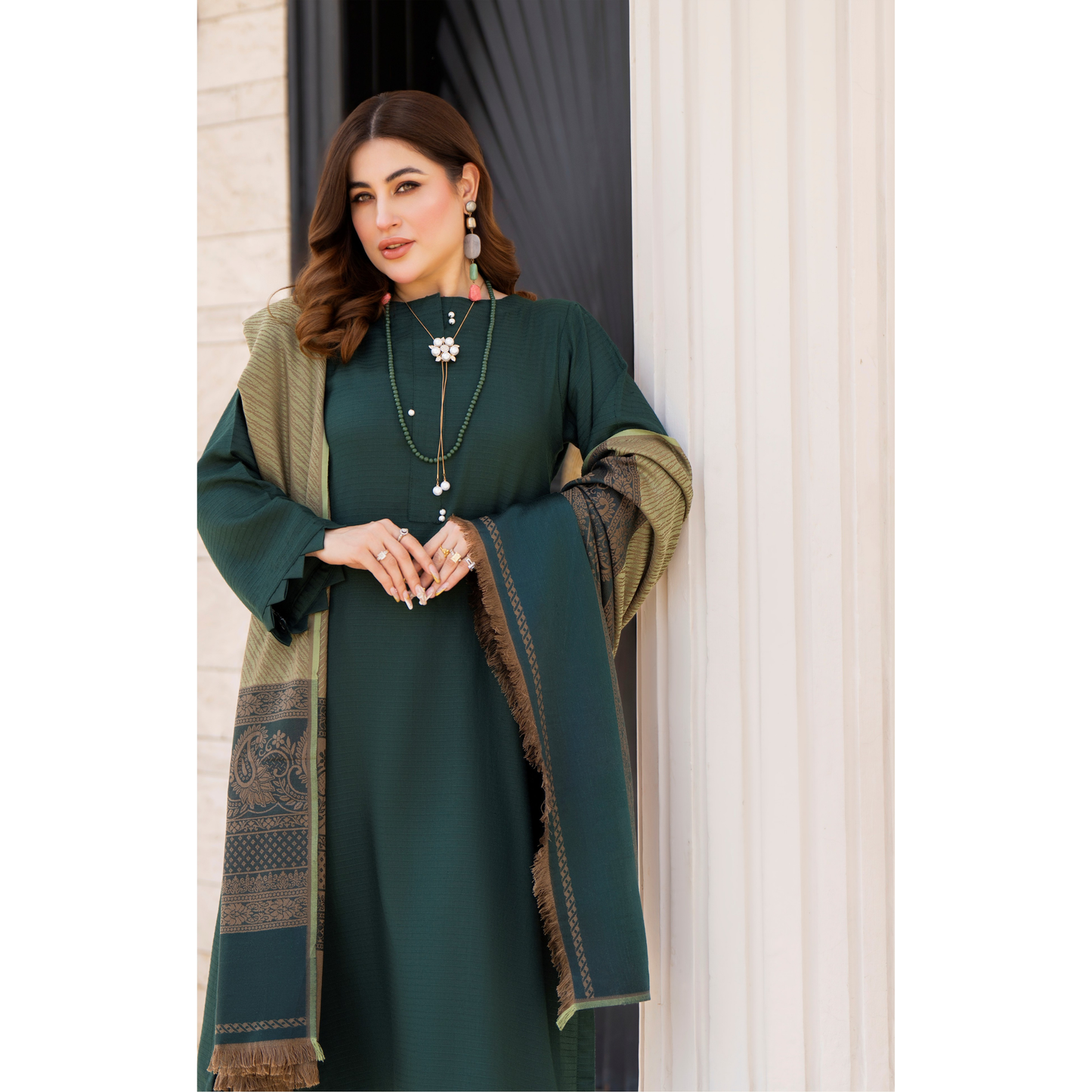 RA-23 Dhanak Dress with Kashmiri Wool Shawl 3 Pc Collection |Ready to Wear | Winter Collection | Raniya.h