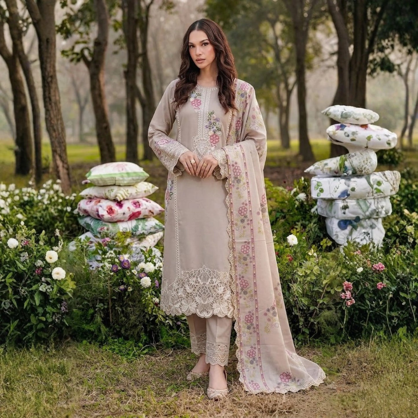 UA-185 Embroidered Cotton 3-Piece Collection | Ready to Wear Asian clothes