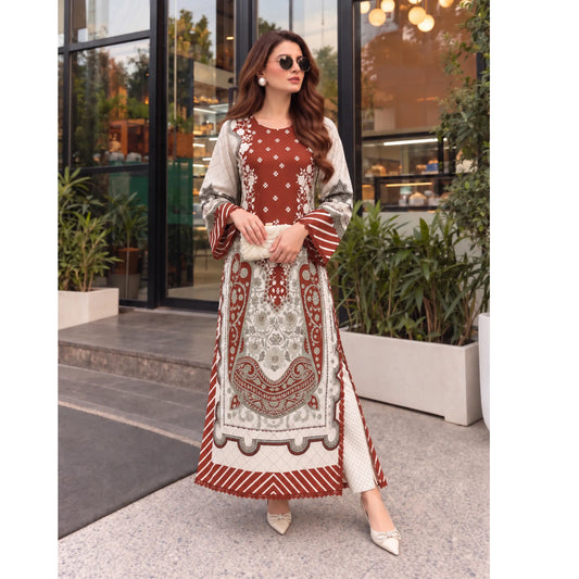UA-319 Printed Shamooz Silk Kaftan Co-Ords 2 Pc | Umnaa