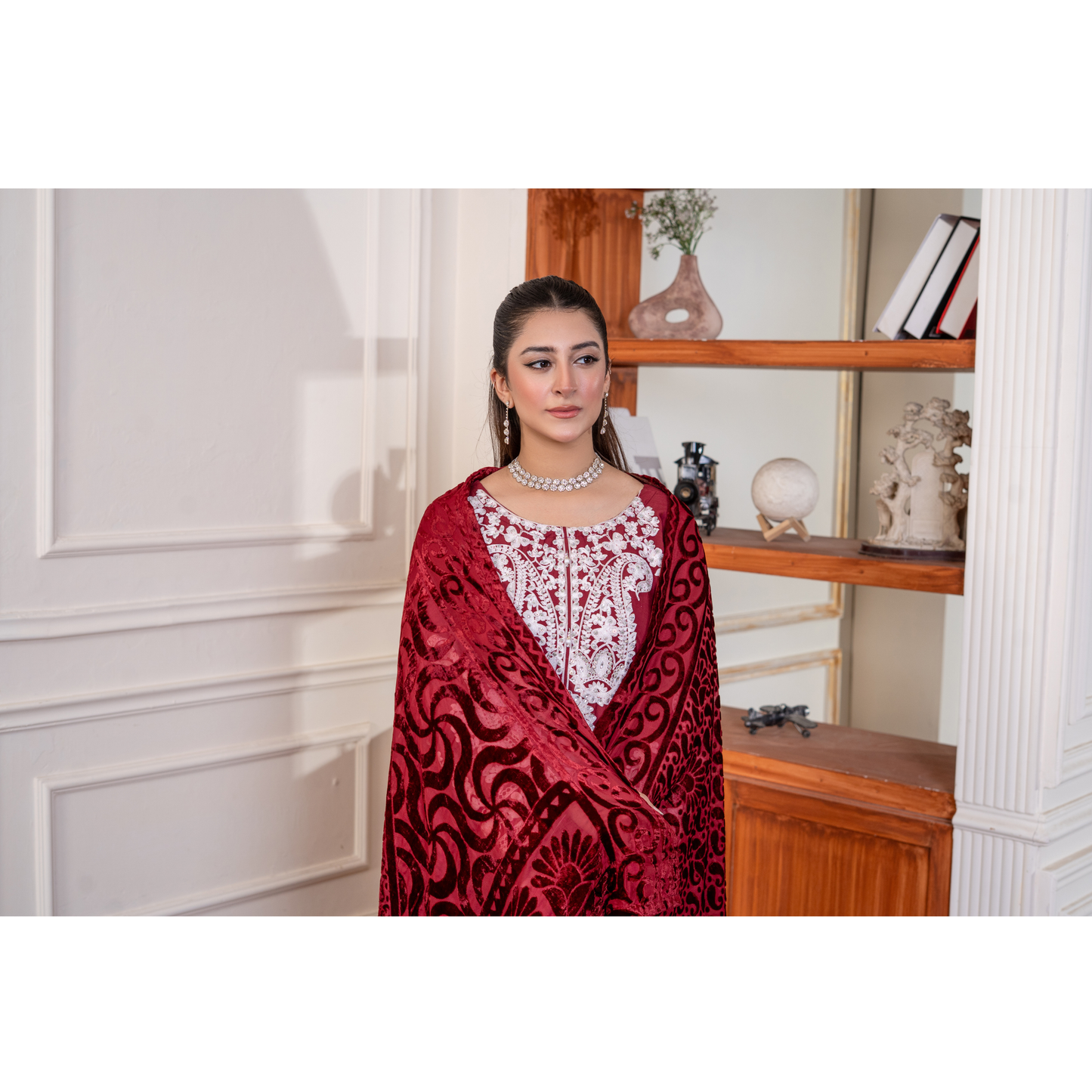 UA-130 Winter Linen dress with Velvet Shawl Collection by Umnaa