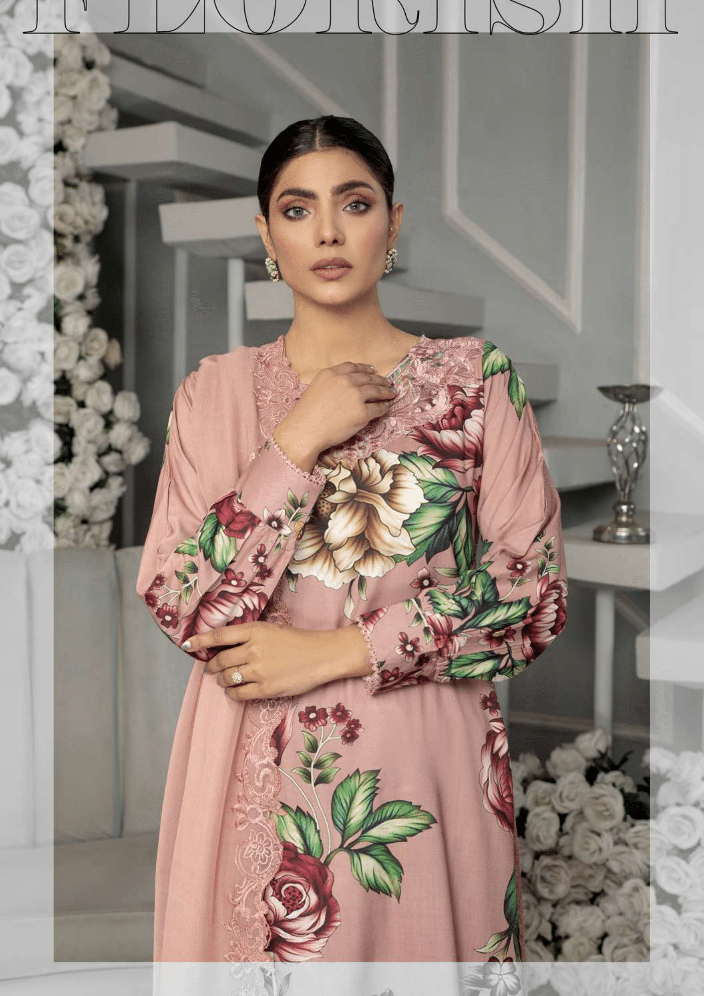 Dusty Pink 3 Piece Linen Suit-Embroidered (Simrans)
