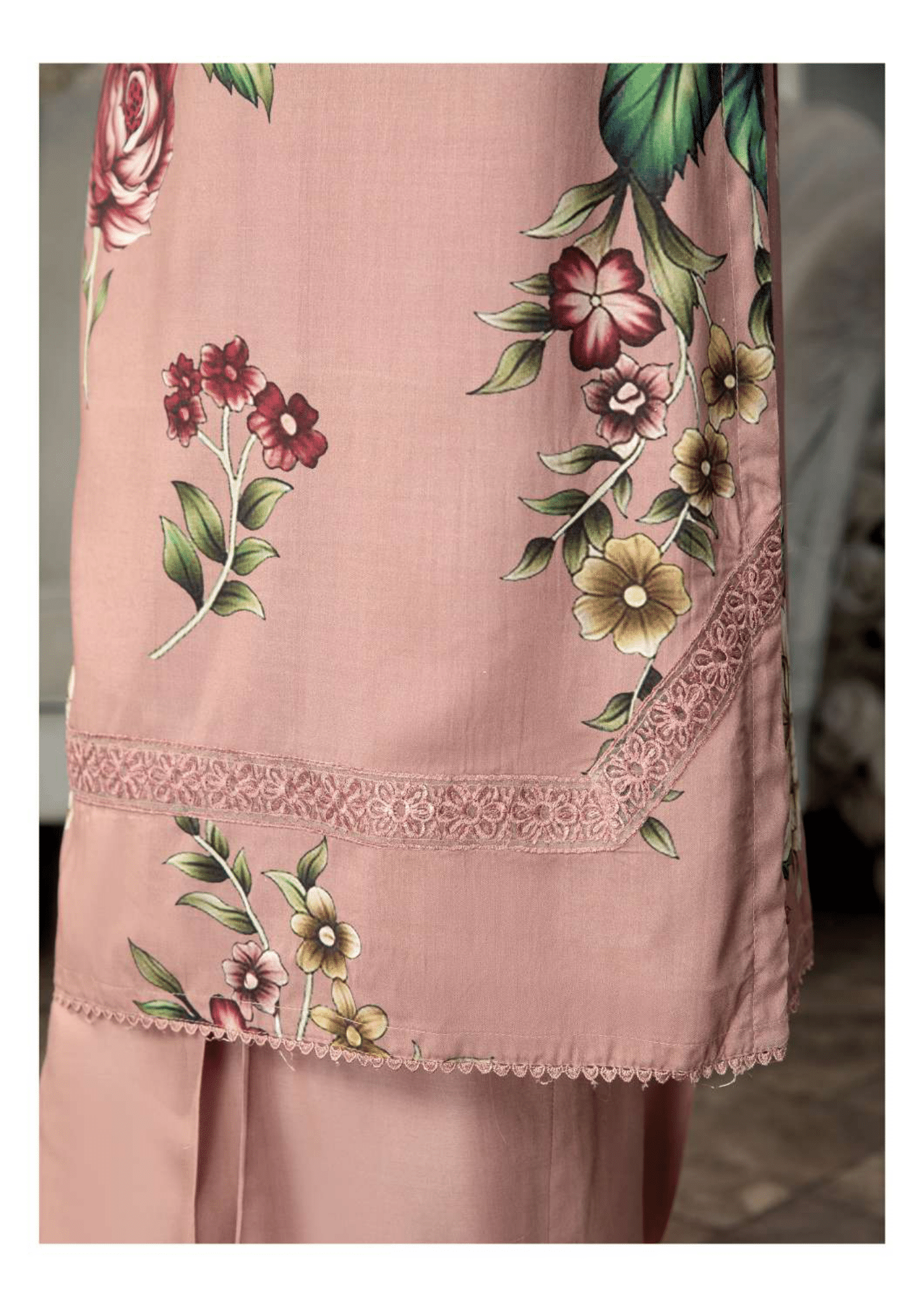 Dusty Pink 3 Piece Linen Suit-Embroidered (Simrans)