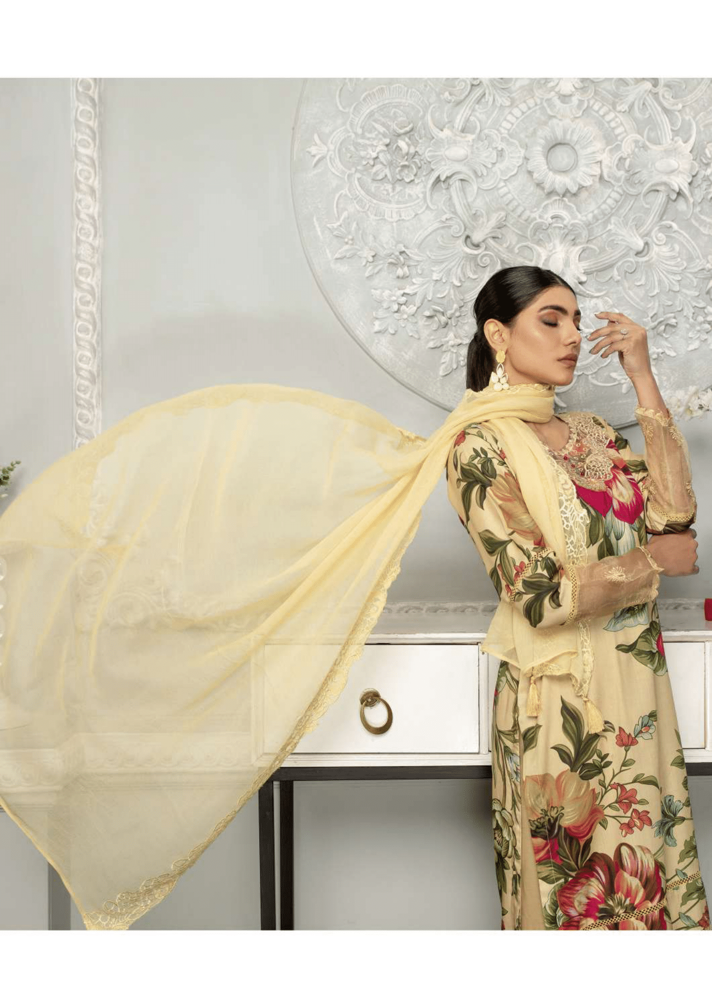 Gold Skin 3 Piece Linen Suit-Embroidered (Simrans)