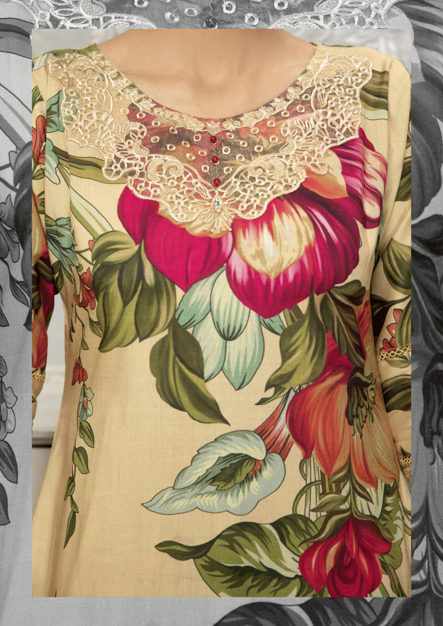 Gold Skin 3 Piece Linen Suit-Embroidered (Simrans)