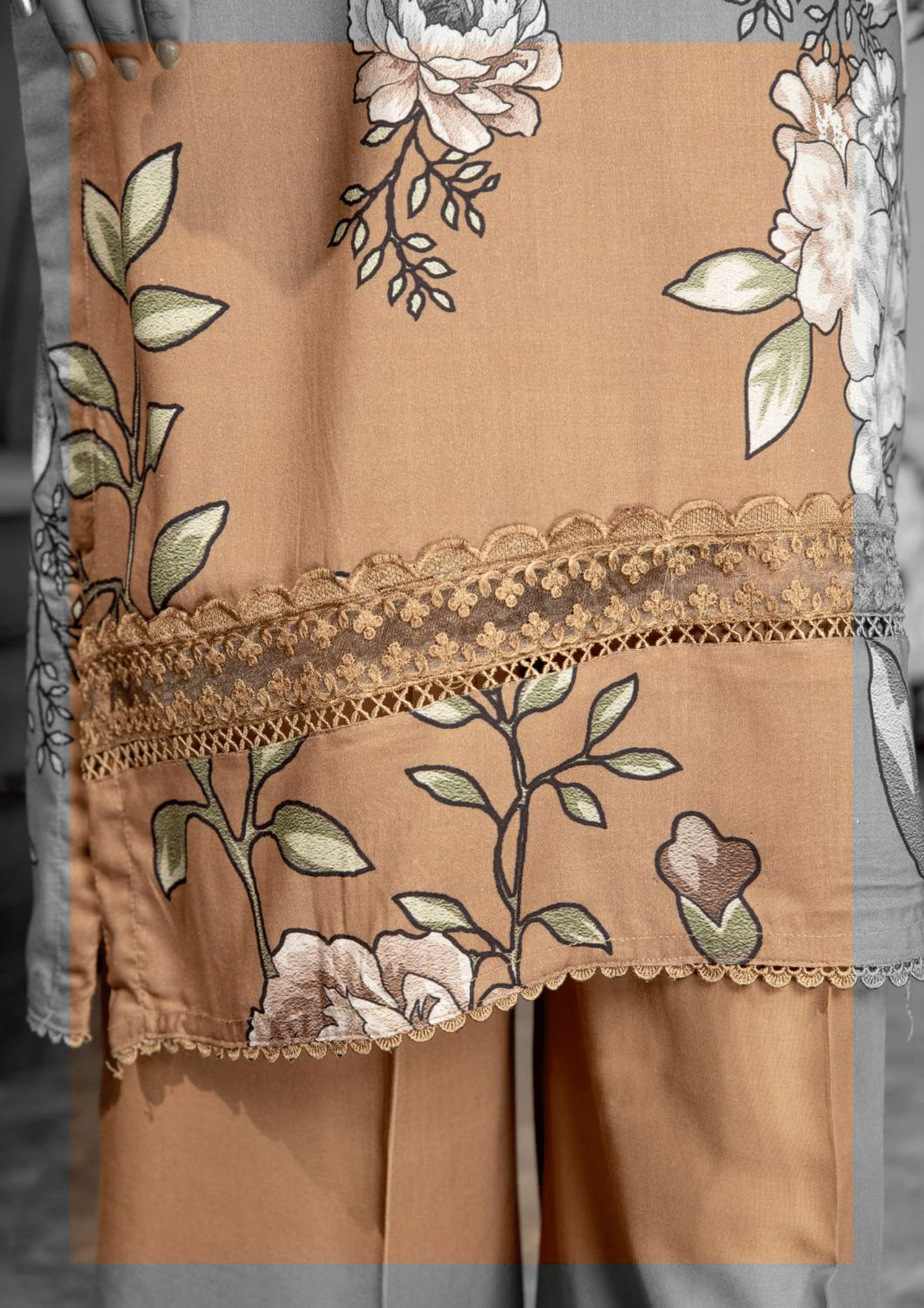 Brown Sugar 3 Piece Linen Suit-Embroidered (Simrans)