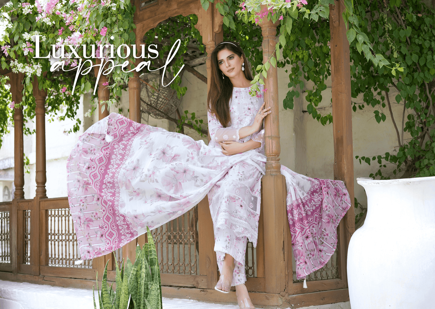 Pink Chikenkari Printed Lawn 3 Pc Dress |SIMRANS