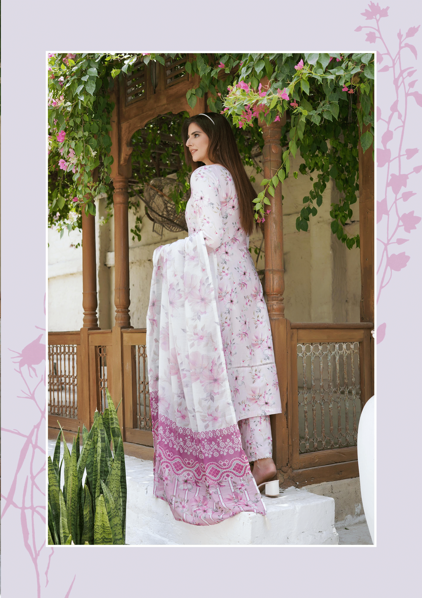 Pink Chikenkari Printed Lawn 3 Pc Dress |SIMRANS