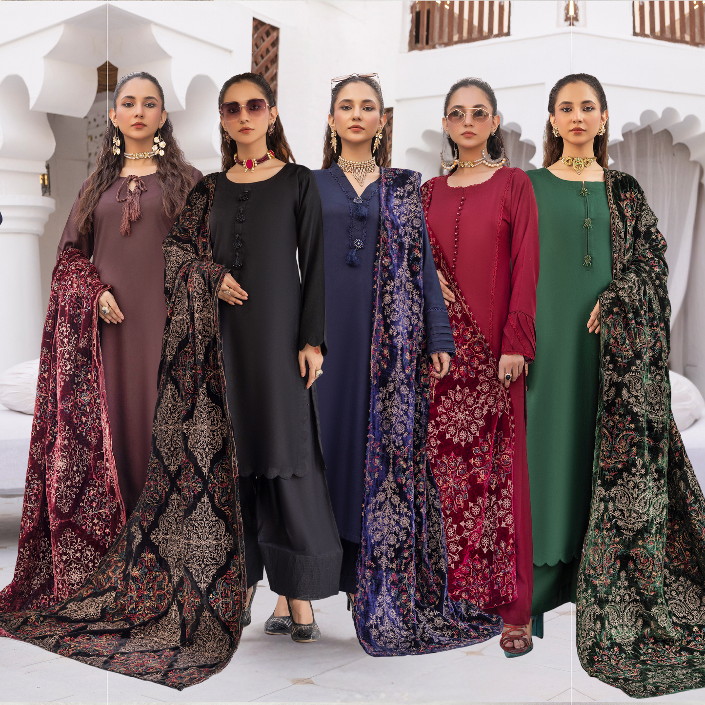 Dhanak Dress Heavily Embroidered Velvet Shawl 3 Pc Ready-to-wear by SIMRANS